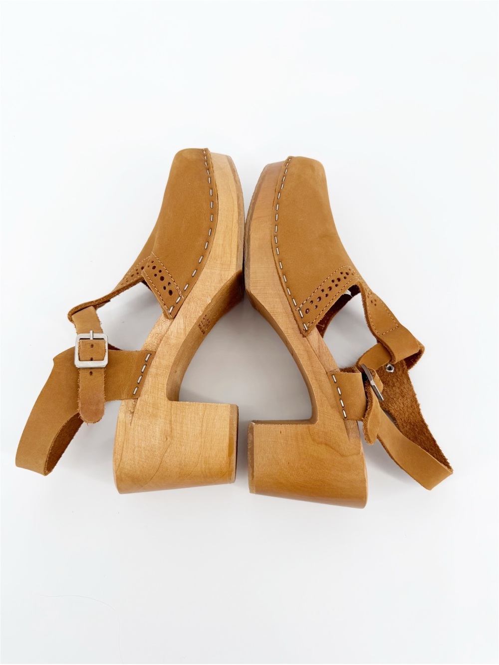 Bjork CLARA Swedish Wooden Clogs Sandals in Camel Nubuck - Picture 6 of 9